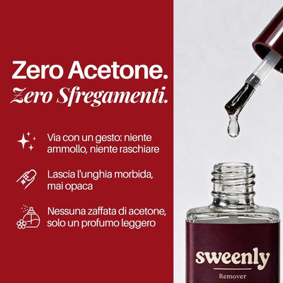 Solvente : zero acetone, zero sfregamenti